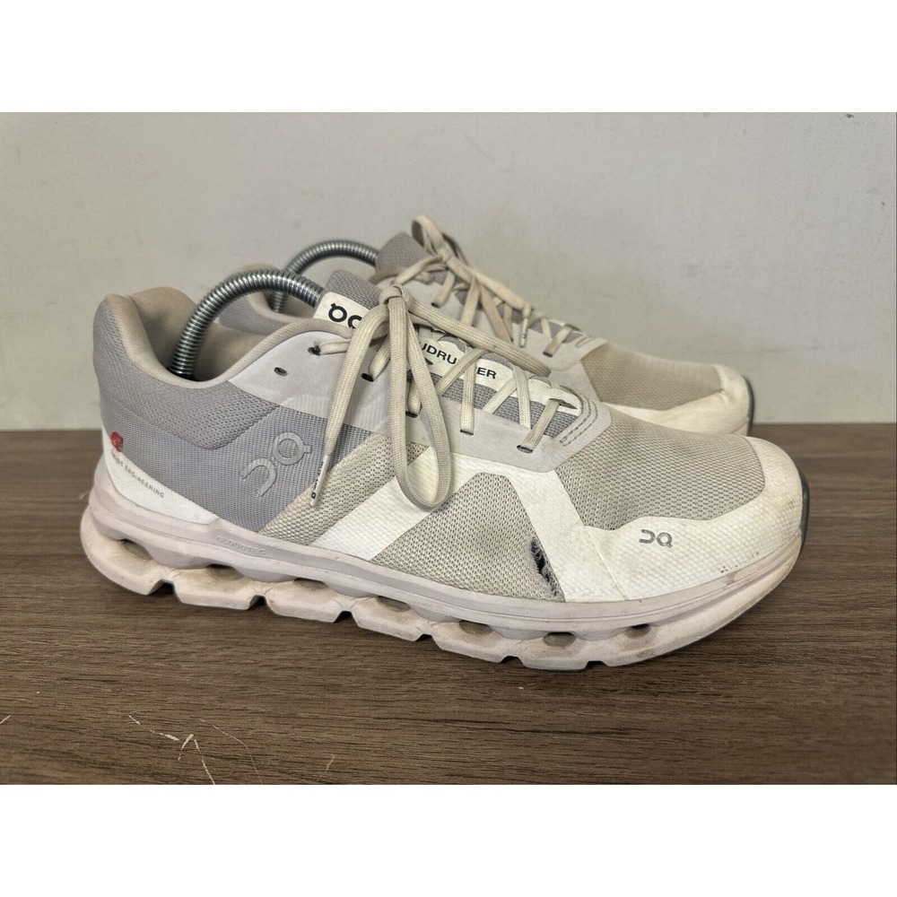 On Cloud- Cloudrunner White & Gray Athletic Shoes… - image 4